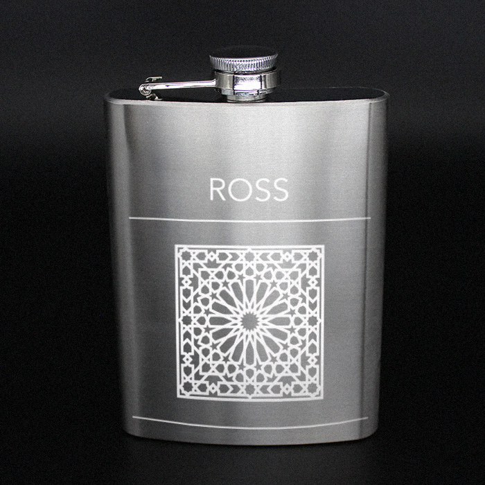 Personalized Steel Hip Flask Print Plus Sign