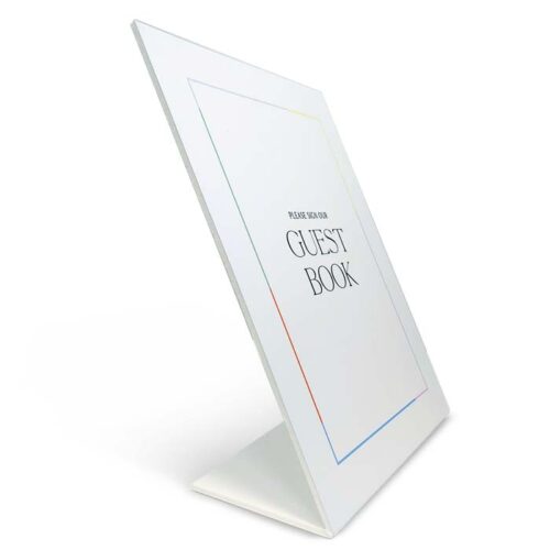 table top sign stand White