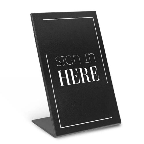 table top sign stand Black